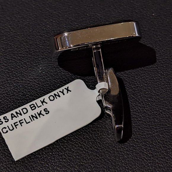 Onyx and sterling silver cuff links - Picture 4 of 5